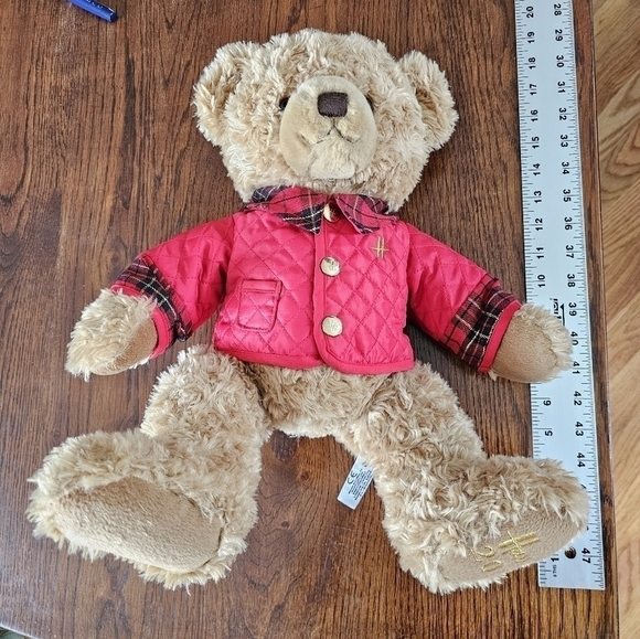 Harrods Jasper 2014 Bear with Red Quilted and Plaid Jacket, Stuffy, Plushie - Picture 2 of 9